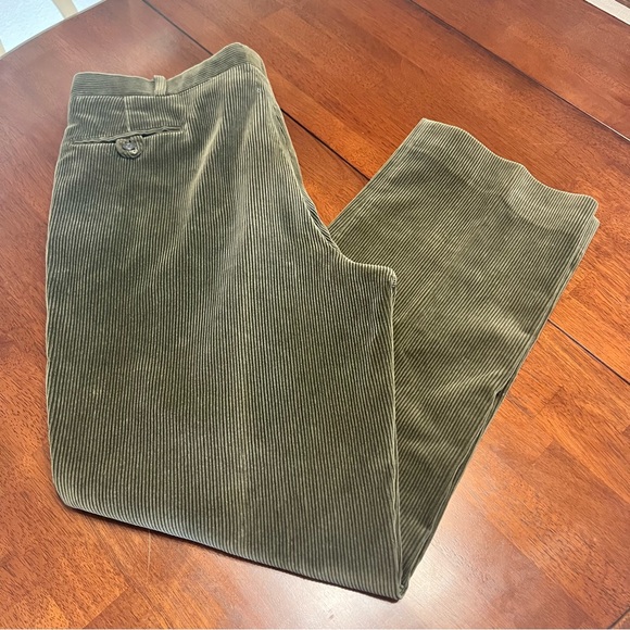 Polo Ralph Lauren Corduroy Selvedge Pants Mens 40X33 Olive Green Business Casual - Picture 1 of 13